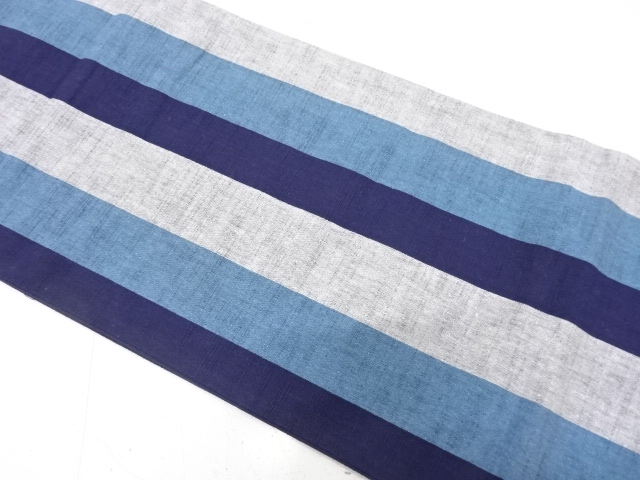 JAPANESE KIMONO / ANTIQUE FUKURO OBI / COTTON TSUMUGI / WOVEN STRIPE